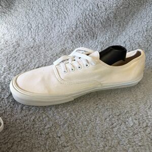 Vans Off The Wall Shoes Mens 12 White Low Top Canvas Lace Up Sneakers Skater